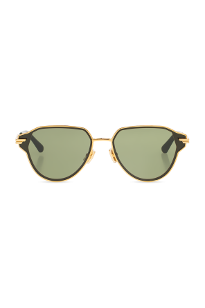 サングラス BOTTEGA VENETA Woman Sunglasses Silver 756328V4450 8107 Glaze Aviator Sunglasses (756328V4450-8107-SILVER-GREY)